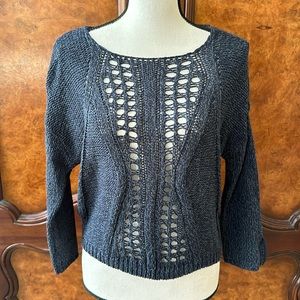 Aqua Sweater with Crocheted Front & Back